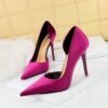 BIG TREE SHOES 1363-6 European and American Style Fashion Banquet High Heels Stiletto Heel Shallow Mouth Pointed Toe Side Hollow Xi Shi Suede High Heel Pumps