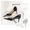 1363-A2 Korean fashion slim banquet fine heel high heel shallow pointed side hollow patent leather women's shoes single shoes high