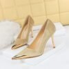 9318-1 European and American Style Banquet Affordable Luxury Fashion High Heels Stiletto Heel Metal Pointed Toe Suede Women's Thin Shoes BIG TREE SHOES