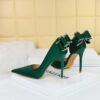 BIG TREE SHOES 626-H36m European and American Banquet High Heels Stiletto Heel Shallow Mouth Pointed Toe Side Hollow Rhinestone Back Bow Pumps