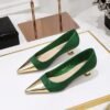 40c87279ccd34dec82f2c9c911231904 BIGTREE SHOES 230-20 banquet New National style women's shoes low heel metal heel pattern satin Metal stitching pointed spring and autumn shoes