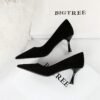 Bigtree Shoes 3767-A1 European and American Style Fashion Simple and Thin High Heels Wine Cup Heel High Heel Low-Cut Pointed Toe Suede Women's Shoes
