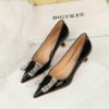 BIGTREE SHOES 1961-K72 European and American Style Affordable Luxury Fashion Banquet Women's Shoes Stiletto Mid-Heel Shallow Mouth Pointed-Toe Metal Rhinestone Buckle Pumps