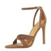 927-5 European and American Summer  Thinner High Heels Women's Shoes Super High Heel Suede Peep Toe Strap Sandals BIG TREE SHOES