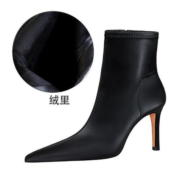 BIGTREE SHOES 9788-1 European and American Style Fashion Party Winter Short Female Boots Stiletto Heel Pointed-Toe Side Zip Ankle Boots