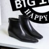 Bigtree Shoes 6632-8 European and American Retro Simplicity All-Matching Women's Boots Wedge Hidden Heel Mid Heel Slim Ankle Boots Ankle Boots