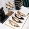 BIGTREE SHOES 230-7 European and American Style Retro Fashion Minimalism Comfortable Low Heel Cat Heel Shallow Mouth Pointed Banquet Women's Shoes Spring and Autumn Single-Layer Shoes
