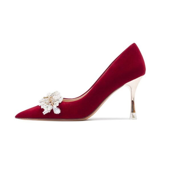 Runnig heels C888-7 Pointed Toe Stiletto Wedding Shoes Bridal Shoes Bridesmaid High-Grade Stiletto Heels