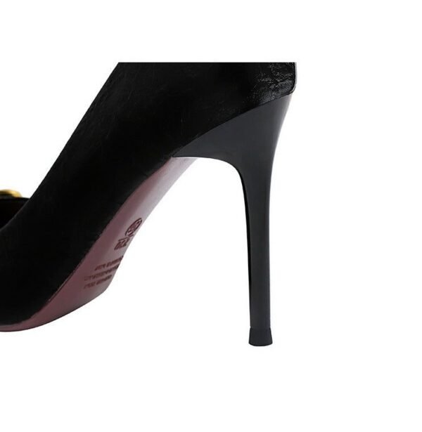 7239-1 European And American Fashion Slim Thin-heeled Super High-heeled Women's Shoes Shallow Pointed Big Metal Buckle Shoes