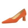 504718cb61c4ec93d23afd870679642f BIGTREE SHOES 6186-2 Korean Style Fashionable All-Match Simple Pedicure High Heel Chunky Heel Low-Cut Square Toe Satin Women's Shoes High Heels Pumps