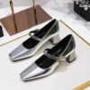 BIGTREE SHOES 5288-K86 Retro European American Style Banquet Women's Shoes Mid Heel Chunky Heel Low-Cut Square Head Rhinestone Buckle Ankle-Strap Shoes Female