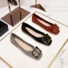 1332-1 Korean Style Spring and Autumn Fashion Sweet Women's Shoes Shallow Mouth Cloth Surface Square Toe Metal Buckle Flat Shoes All-Match Women's Shoes