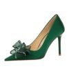 BIGTREE SHOES 3265-H38 European and American Banquet Light Luxury High Heels Women's Shoes Stiletto Low-Cut Pointed Mesh Lace Bow Pumps