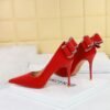 BIG TREE SHOES 3265-h36m Korean Style Fashion Banquet High Heels Stiletto Women's Shoes High Heel Low-Cut Pointed Toe Back Bow Pumps