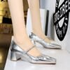 Bigtree Shoes 5288-16 Vintage Fashionable Chunky Heel Mid-Heel Low-Cut Square Toe Rhinestone Pearl Ankle-Strap Shoes Mary Jane Women's Shoes
