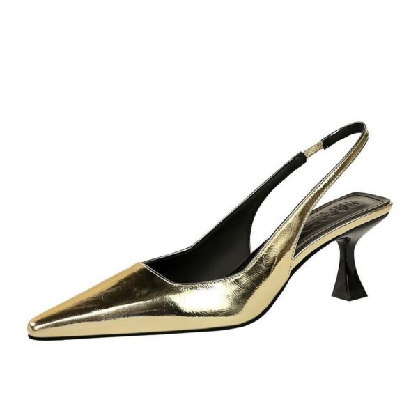 BIGTREE SHOES 2A05 European and American Style Retro Banquet Women's Shoes High Heel Wine Glass Heel Low-Cut Square Toe Hollow Back Strap Back Open Shoes Women