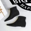 Bigtree Shoes 6632-10 Korean Style Simple All-Match Height Increasing Insole Female Boots Suede Short Tube Square Toe Pedicure Slimming Ankle Boots