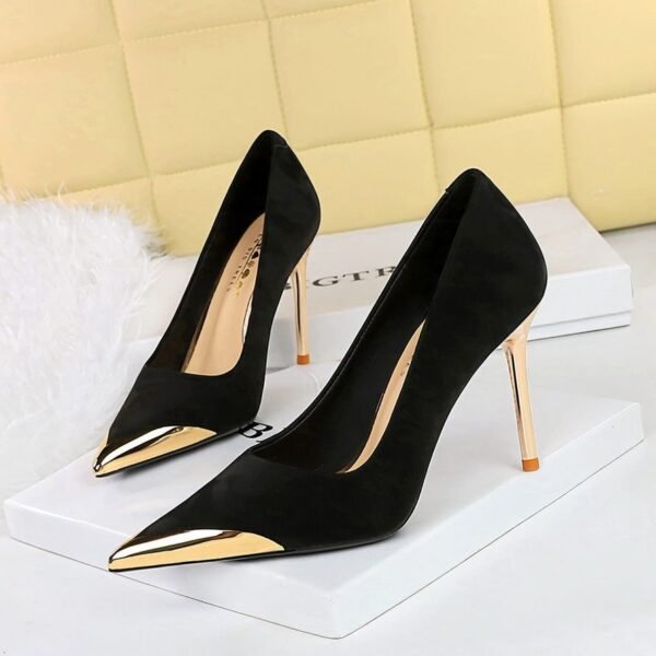 BIGTREE SHOES 3739-19 National Style Women's Shoes High Heels Stiletto Very Metal Pointed Toe Tilta Shallow Mouth Banquet Women's Shoes Pumps