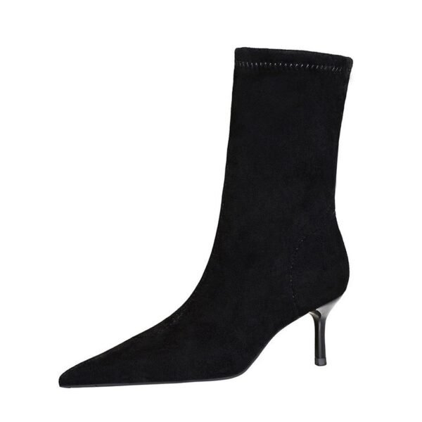 BIG TREE SHOES 328-8 European and American Fashion Minimalist All-Match Female Boots Stiletto Heel Pointed Toe Suede Pedicure Slimming Short Booties