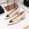 59e0cf035af5eac17702a68ab5eba8da BIGTREE SHOES 1235-K55 Retro Style Fashionable Chunky Heel Mid-Heel Low-Cut Pointed-Toe Metal Decoration Pumps Business Ol Commuter Women's Shoes