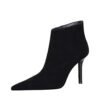 Bigtree Shoes 1619-5 European and American Simple  Thinner Stiletto Heel Suede Pointed-Toe Side Zip Women's Boots Ankle Boots
