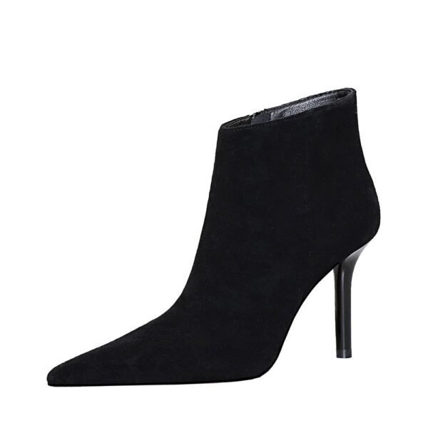 Bigtree Shoes 1619-5 European and American Simple  Thinner Stiletto Heel Suede Pointed-Toe Side Zip Women's Boots Ankle Boots