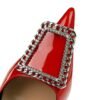 BIGTREE SHOES 6122-3 K66 Banquet High Heels Women's Shoes Stiletto Heel Patent Leather Low-Cut Pointed Toe Rhinestone Metal Buckle Pumps