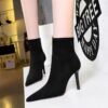 BIG TREE SHOES 1619-1 European and American Style Fashion Thinner Suede Side Zipper Pointed Toe Winter Short Female Boots Ankle Boots