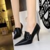 61beeb1f20f42489d091359b3fcab025 BIGTREE SHOES 958-2 European and American High Heels Women's Shoes Wine Glass Heel Super High Heel Pointed Belt Buckle Decoration Deep Mouth Pumps High-Cut Shoes