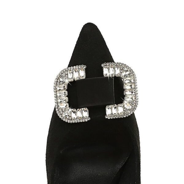 Bigtree Shoes 516-k69 European and American Fashion Banquet High Heels Women's Shoes Stiletto Suede Shallow Mouth Pointed Toe Rhinestone Buckle High Heel Pumps
