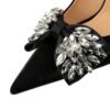 63502b5b7c7f36232c3c27b8d5d1de48 BIG TREE SHOES 1829-H3 European and American Style Banquet Light Luxury High Heels Satin Shallow Mouth Pointed Toe Rhinestone Bow Women's High Heel Shoes