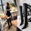 BIG TREE SHOES 3128-16 European and American Style Fashion Metal Heel Chunky Heel High Heel Pointed Toe Thinner Pedicure over-the-Knee Boots