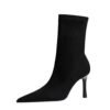big tree shoes 325-8 European and American Style Fashionable Simple Ultra High Heel Stiletto Heel Bootie Suede Pointed Toe Pedicure Women's Skim-Fit Boots Ankle Boots