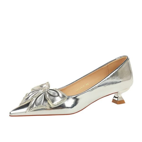 Bigtree shoes 230-h53 Korean style affordable luxury fashion banquet low heel low-cut pointed toe rhinestone bow pumps female banquet women's shoes