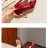 Runnig heels Runnig heels 818-10 Pointed High Heels Women's Stiletto Heel Red Wedding Shoes Bridal Shoes 32-Size 43