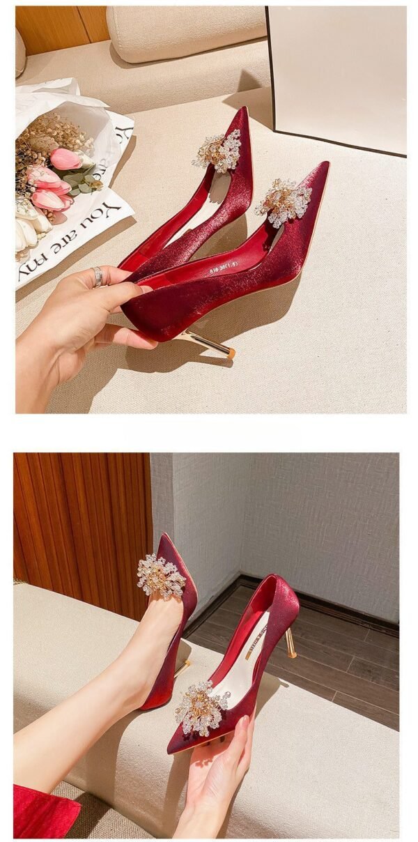 Runnig heels Runnig heels 818-10 Pointed High Heels Women's Stiletto Heel Red Wedding Shoes Bridal Shoes 32-Size 43