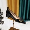 69c9f59fb6f1aad2492e2c289a68ebb9 BIGTREE SHOES 1235-K57 European and American Commuters' Women's Shoes Mid Heel Chunky Heel Patent Leather Low-Cut Square Toe Metal Buckle Decoration Spring and Autumn Single-Layer Shoes
