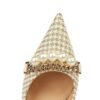 6beb7207871acf94436b565fb8a806ba 9283-A1 European and American thin-heeled high-heeled shallow-pointed cloth plaid houndstooth metal chain pearl shoes