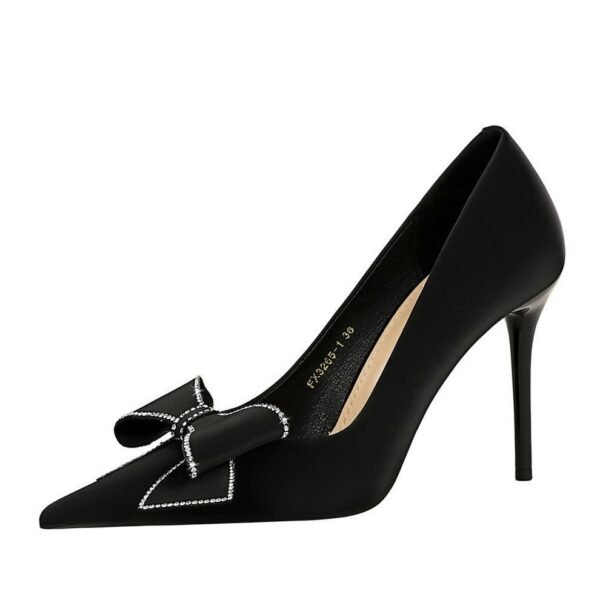 6c3f9826bd0f27553b09ebfe4f1537db BIGTREE SHOES 3265-H37 Banquet Fashion Korean High Heel Shoes Stiletto Women's Shoes Shallow Mouth Pointed Toe Rhinestone Bow Pumps High Heel