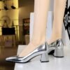 BIGTREE SHOES 5288-9 Retro European American Style Women's Shoes Mid Heel Chunky Heel Square Toe Shallow Mouth Pedicure Versatile Banquet Spring and Autumn Single-Layer Shoes