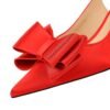 Bigtree shoes 3716-h25 fashion pedicure Korean style women's shoes satin shallow mouth pointed high heel hollow-out back strap bow single-layer shoes