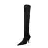 6db3cc5710e922bbdfb3d149907ccc2d-1 BIG TREE SHOES 9822-2 European and American Style Simple Winter Boots Wine Glass Heel High Heel Pointed Toe Suede Slimming over-the-Knee Boots
