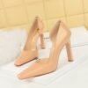 6dbb58a6da272d550b8364b7874de4aa BIG TREE SHOES 3275-1 European and American Style Fashion Simple Banquet Women's Shoes Thick Heel Super High Heel Patent Leather Low-Cut Side Hollow Square Head Pumps
