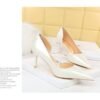 1363-A2 Korean fashion slim banquet fine heel high heel shallow pointed side hollow patent leather women's shoes single shoes high