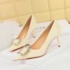 BIGTREE SHOES 3265-ak6 European and American Style Fashion Banquet Women's Shoes Stiletto Heel Shallow Mouth Pointed Toe Rhinestone Buckle Pumps High Heels Women