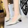 7015efd9e40c01212763bf91949b96fa BIGTREE SHOES 2905-2 Women's Shoes Wedge Shoes High Heels Shallow Pointed Toe Metal Wedge Single Shoes High Heels