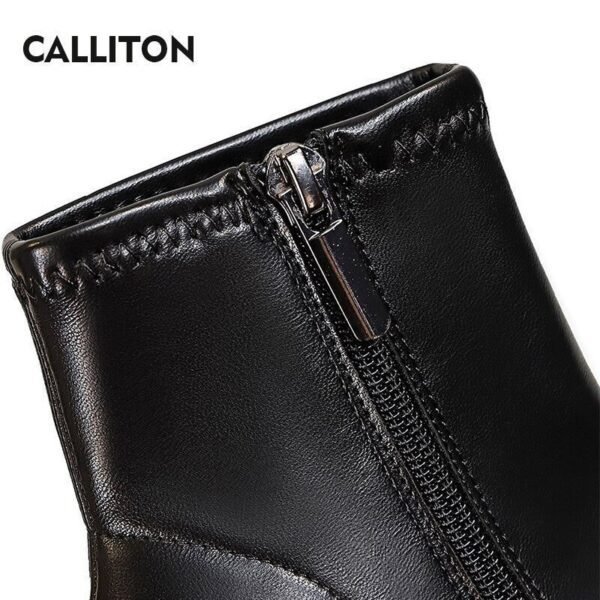 1838-3 Zipper Slender High Heel Short Sleeve Black Ankle Women's Rhinestone Short Boots-Bigtree shoes