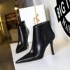 BIG TREE SHOES 1619-6 European and American Style Fashion Thinner Super High Heel Pointed Winter Side Zipper Female Boots Ankle Boots