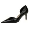 2928-1 European and American style fine-heeled high-heeled shallow pointed side hollow retro metal stone pattern shoes