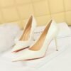 BIG TREE SHOES 9283-5 European and American Style Fashion Simple and Thin High Heels Patent Leather Low-Cut Pointed-Toe Shoes Women's Shoes High Heel Single-Layer Shoes Women